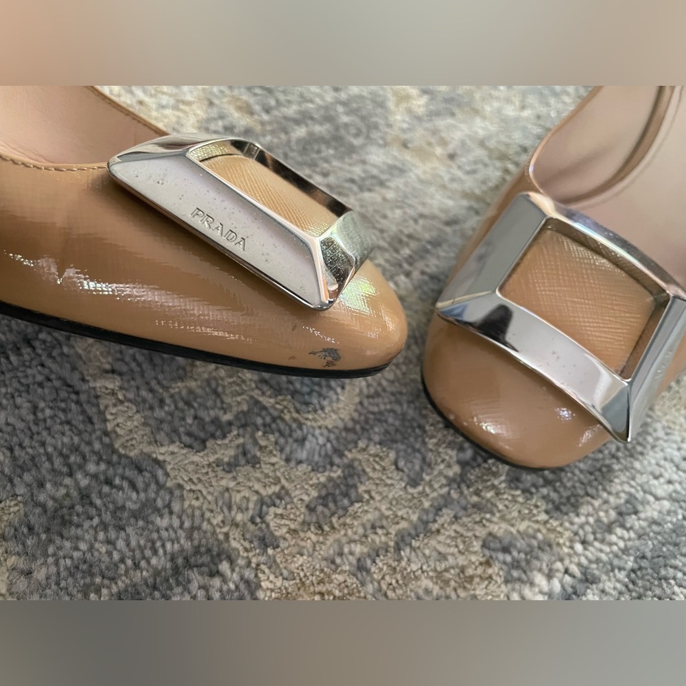 Authentic Prada Rose-Nude Patent Leather Block Heels (36) - Picture 9 of 10
